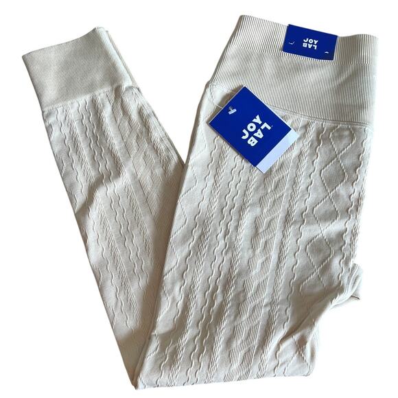 JoyLab Women's Cream Seamless Cable Knit High Rise Leggings - Size Large - NWT - Picture 1 of 9